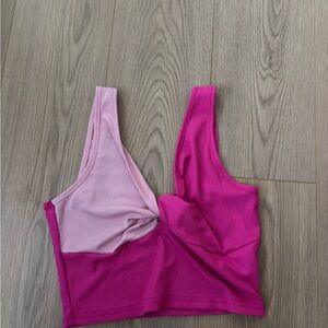 Colorblock Pink Ribbed Crop Top
